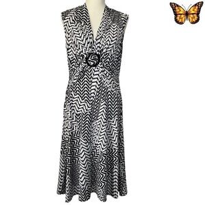 FRANK Lyman Design Sleeveless Abstract Zig Zag Midi Dress Size 12